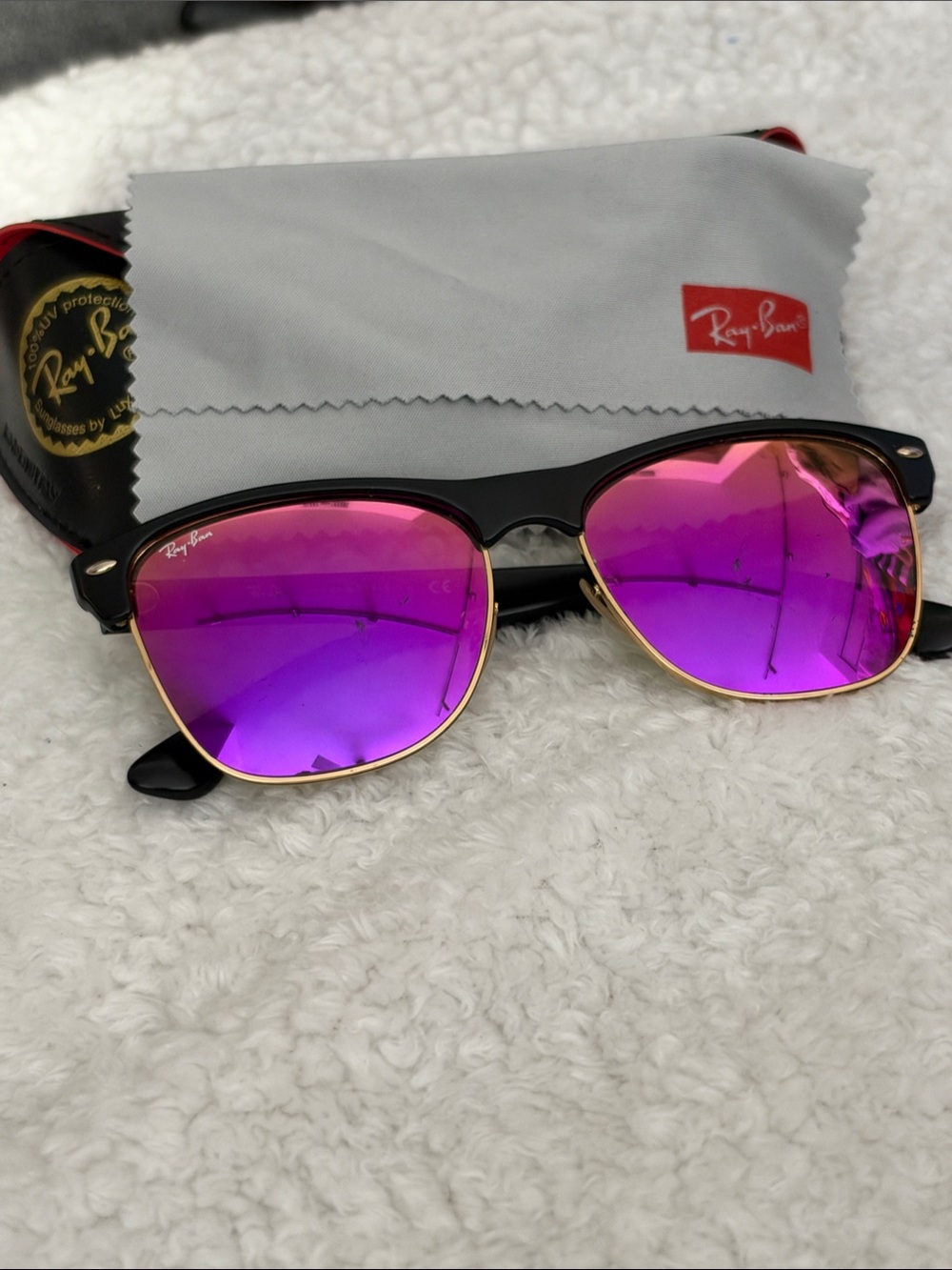 Ray-Ban Sunglasses, Hot Pink Mirrored RB4175 Clubmaster Vintage